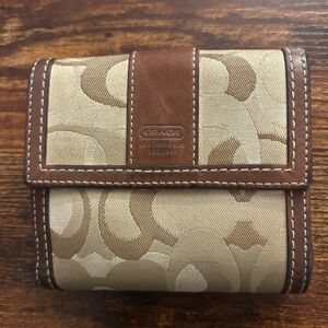 Coach Vintage Brown Signature Compact Wallet